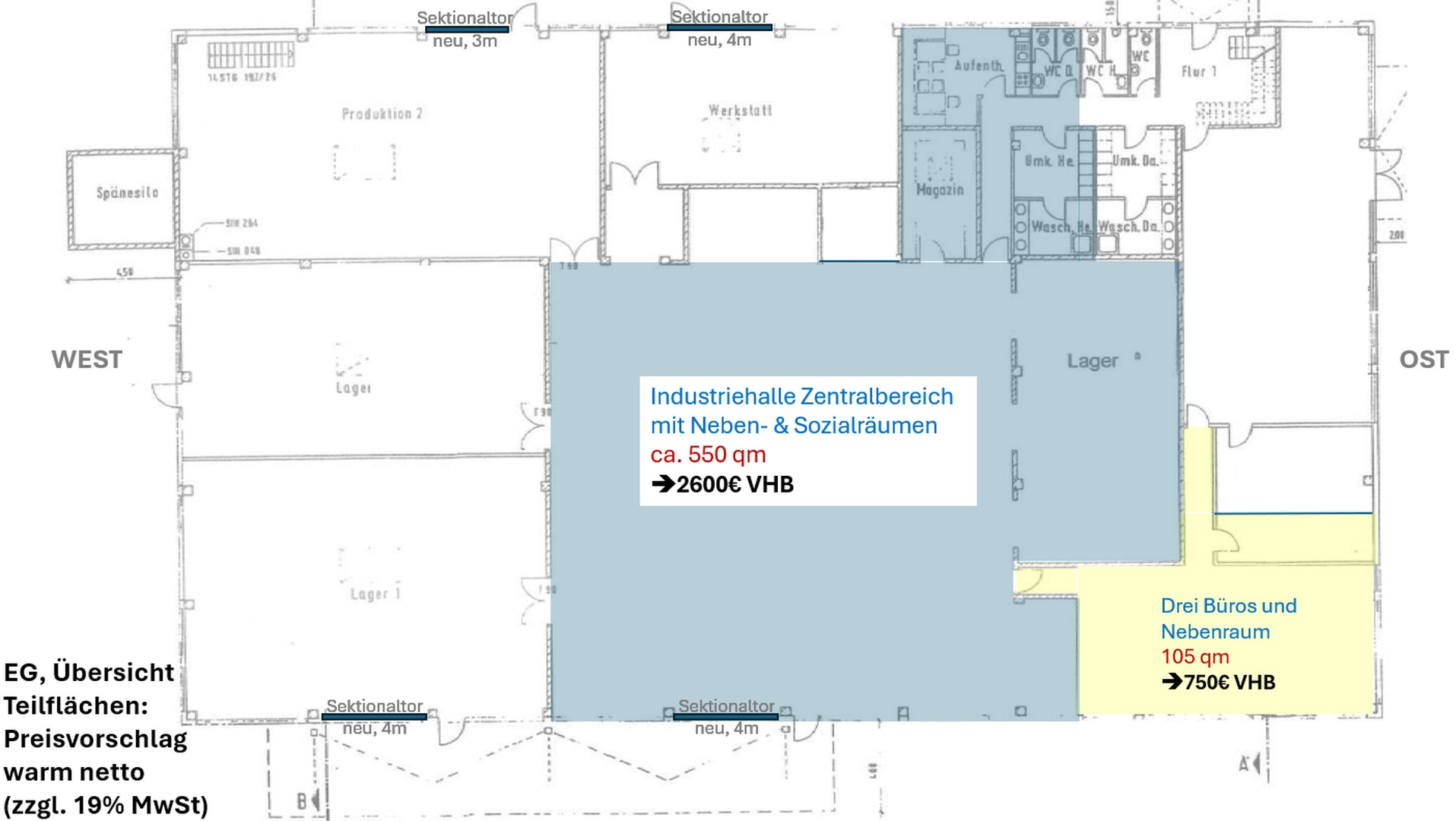 Übersicht EG (550qm+105qm)