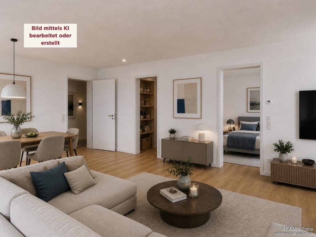Virtuelles Home Staging. Möbelierung und Dekoration sind nicht Bestandteil des Angebots.