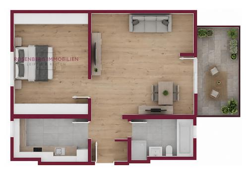Immobilie in Leipzig / Seehausen zu verkaufen_2-Raum_Grundriss