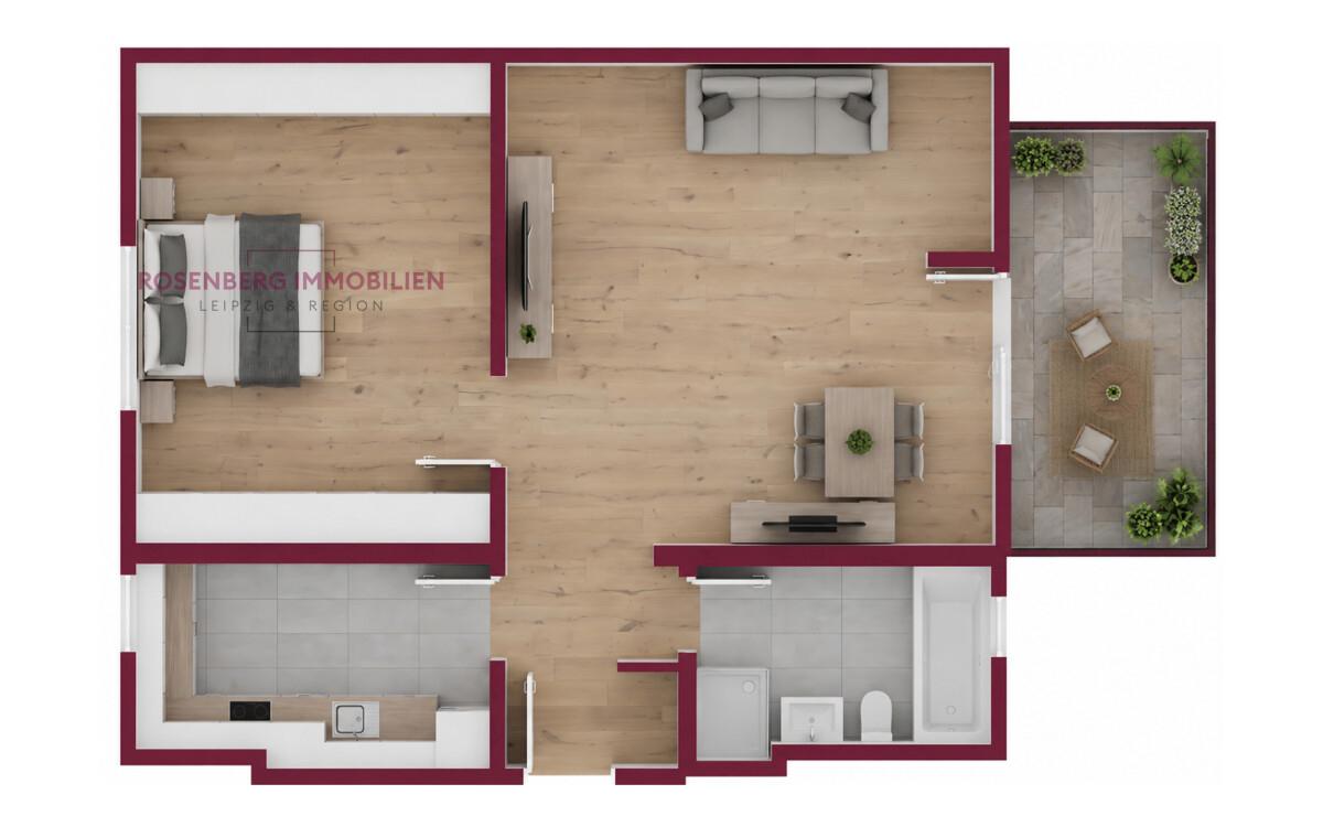Immobilie in Leipzig / Seehausen zu verkaufen_2-Raum_Grundriss