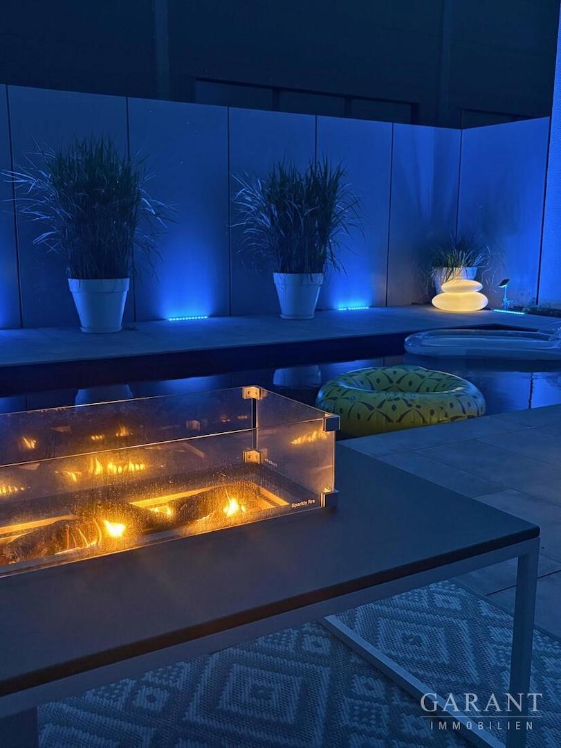 Pool Beleuchtung Abend