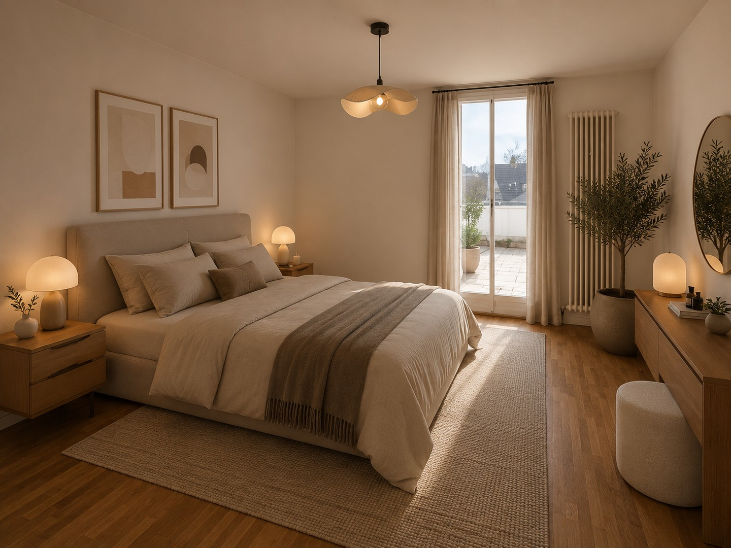 Schlafzimmer unten möbliert
