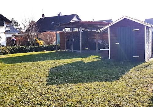 Rasen, Pergola, Gartenhaus