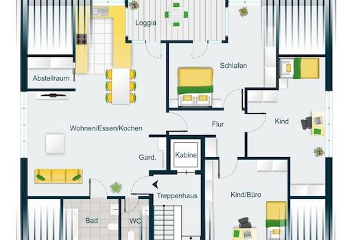 Grundriss der Loft-Wohnung