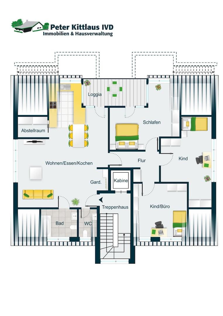 Grundriss der Loft-Wohnung