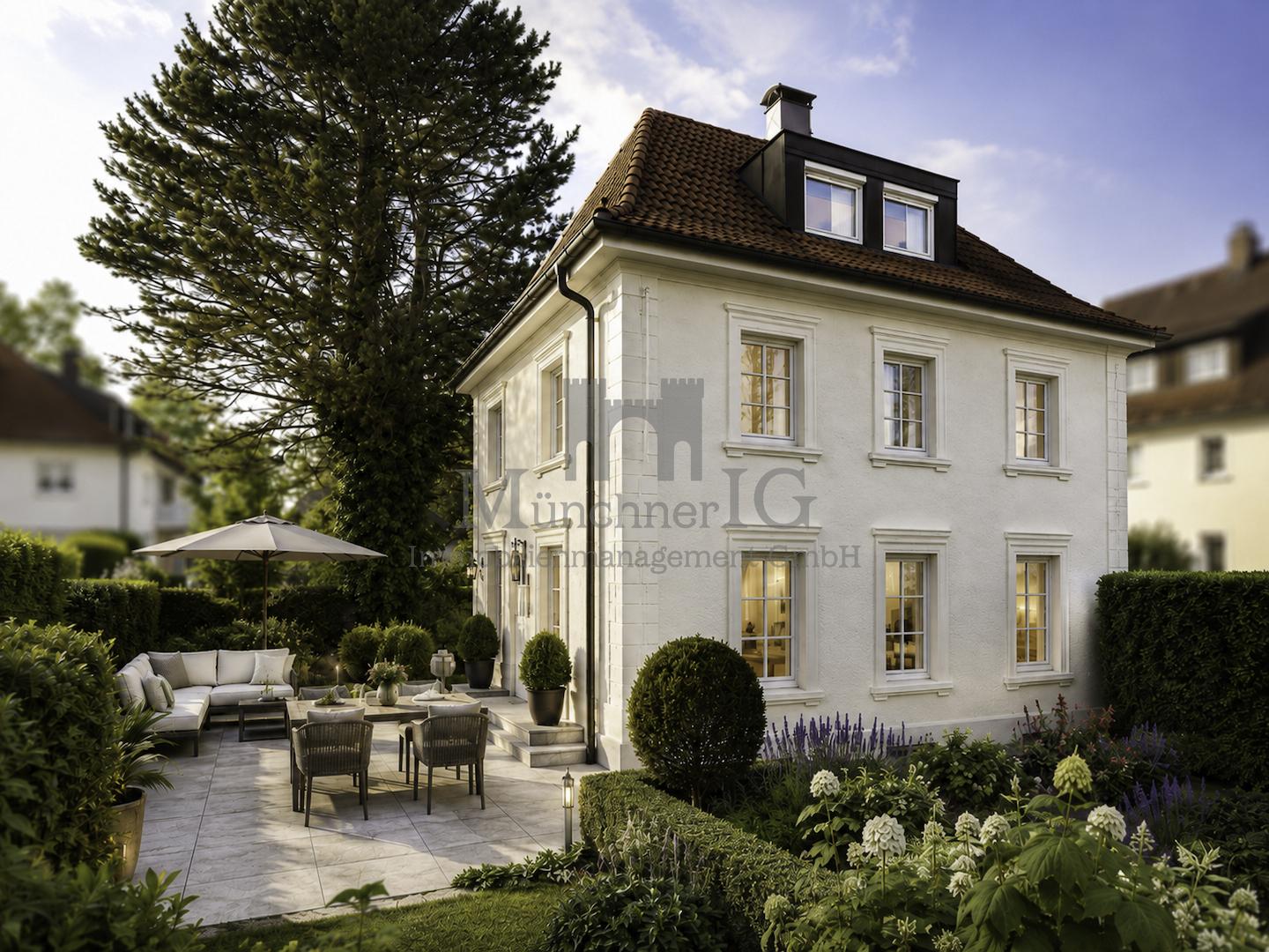 Garten - Visualisierung saniertes Haus