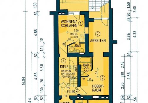 Grundriss (Mit 1 gekennzeichnet dazugehörig)