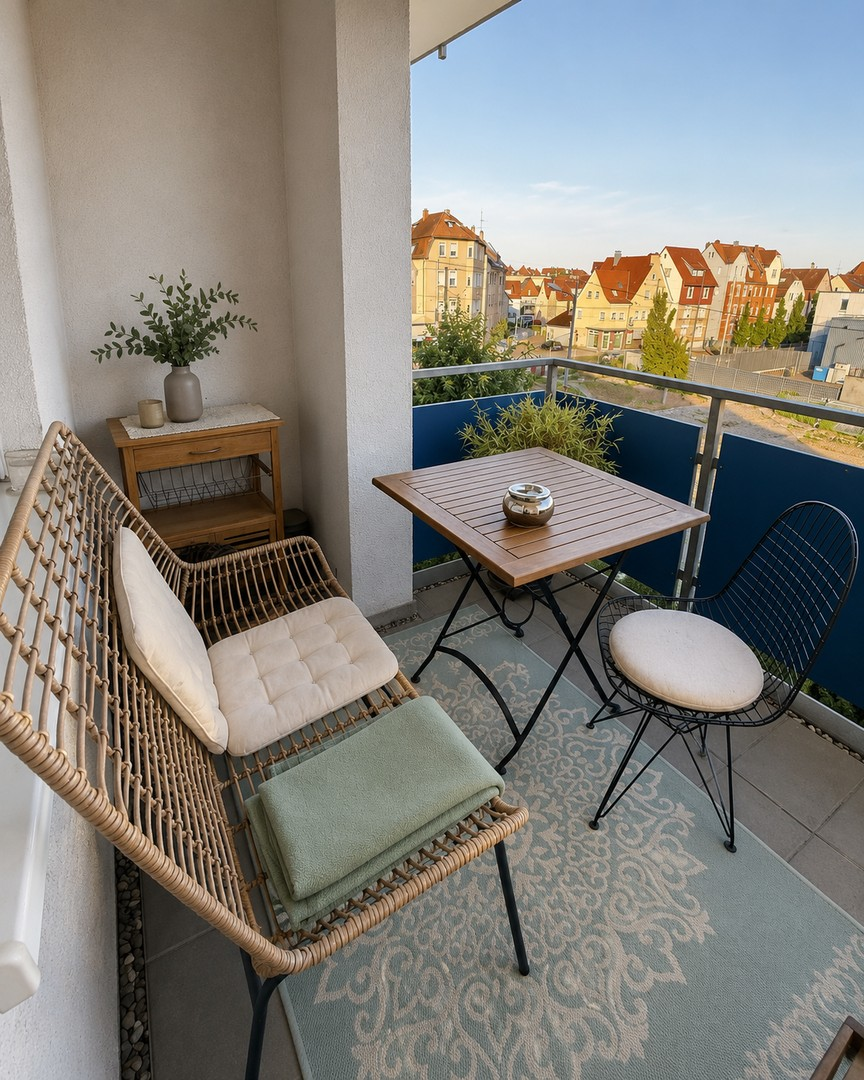 Großer, überdachter Balkon