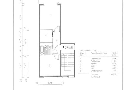 Zeulsdorfer Straße 47 2.OG, 2-R-WE vermaßt