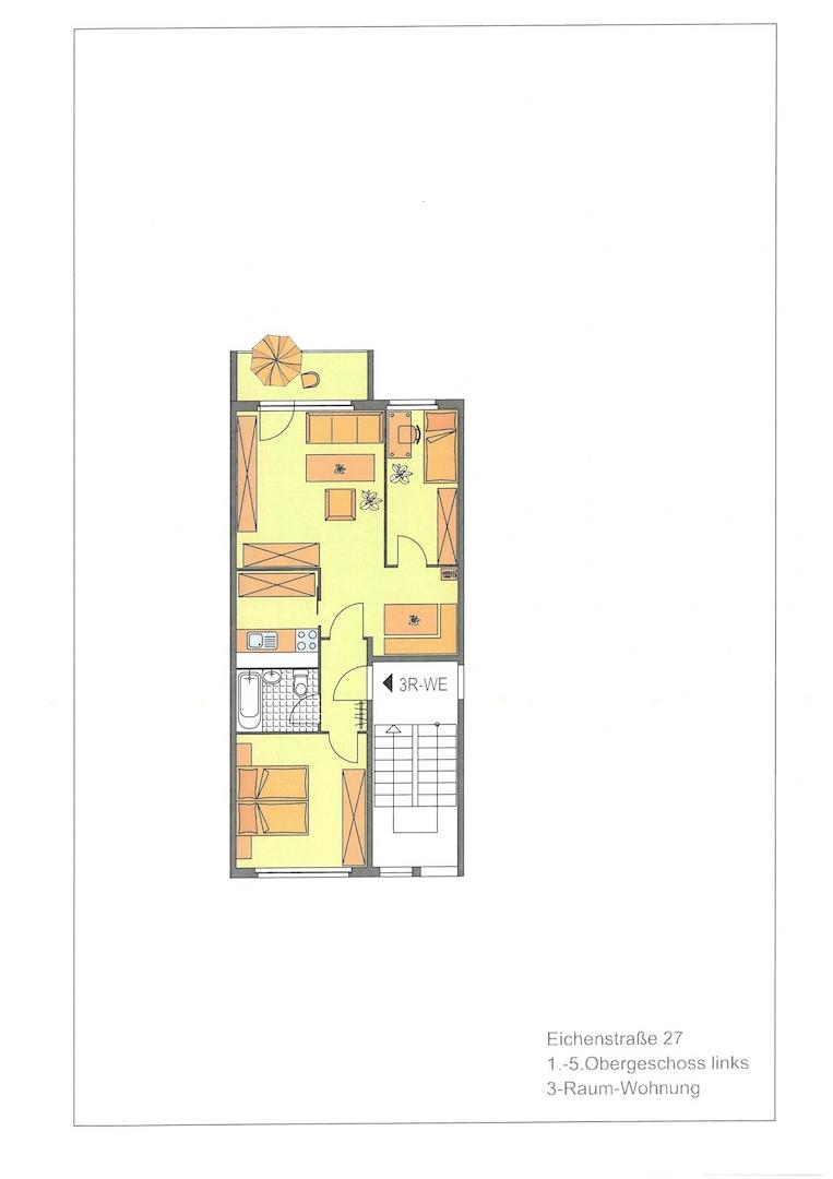 Eichenstraße 27 5.OG, 3-R-WE möbliert