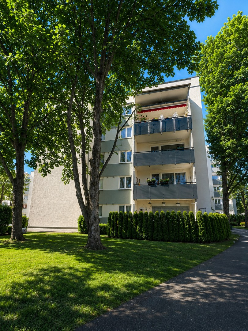 Hausansicht mit Balkon