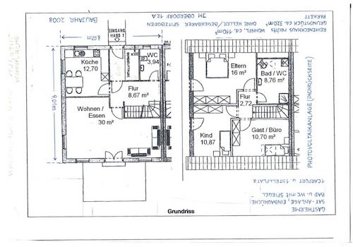 Grundrissplan EG und OG m²