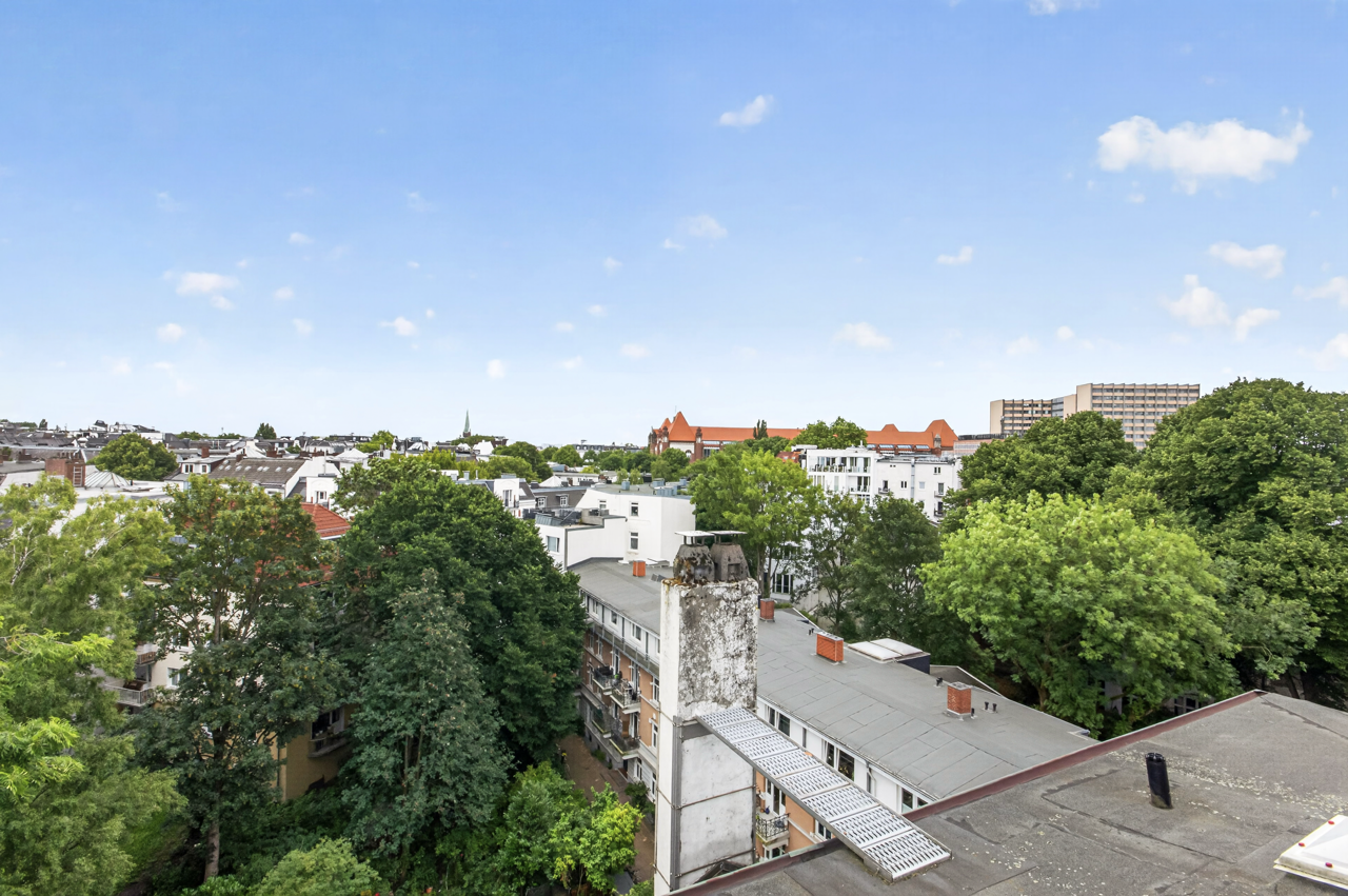 Blick über Rotherbaum zur Außenalster