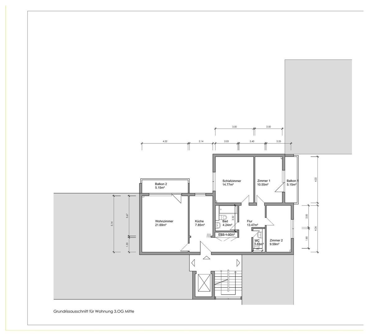 Grundriss 3. OG Mitte