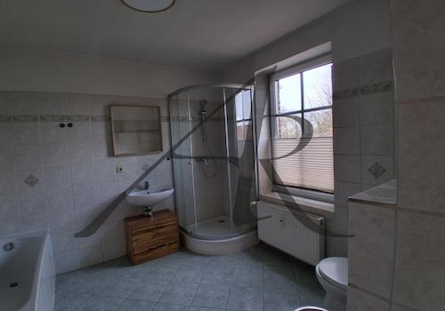 Tageslichtbad mit Badewanne und Dusche