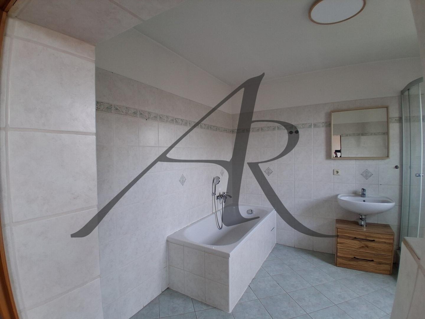 Tageslichtbad mit Badewanne und Dusche