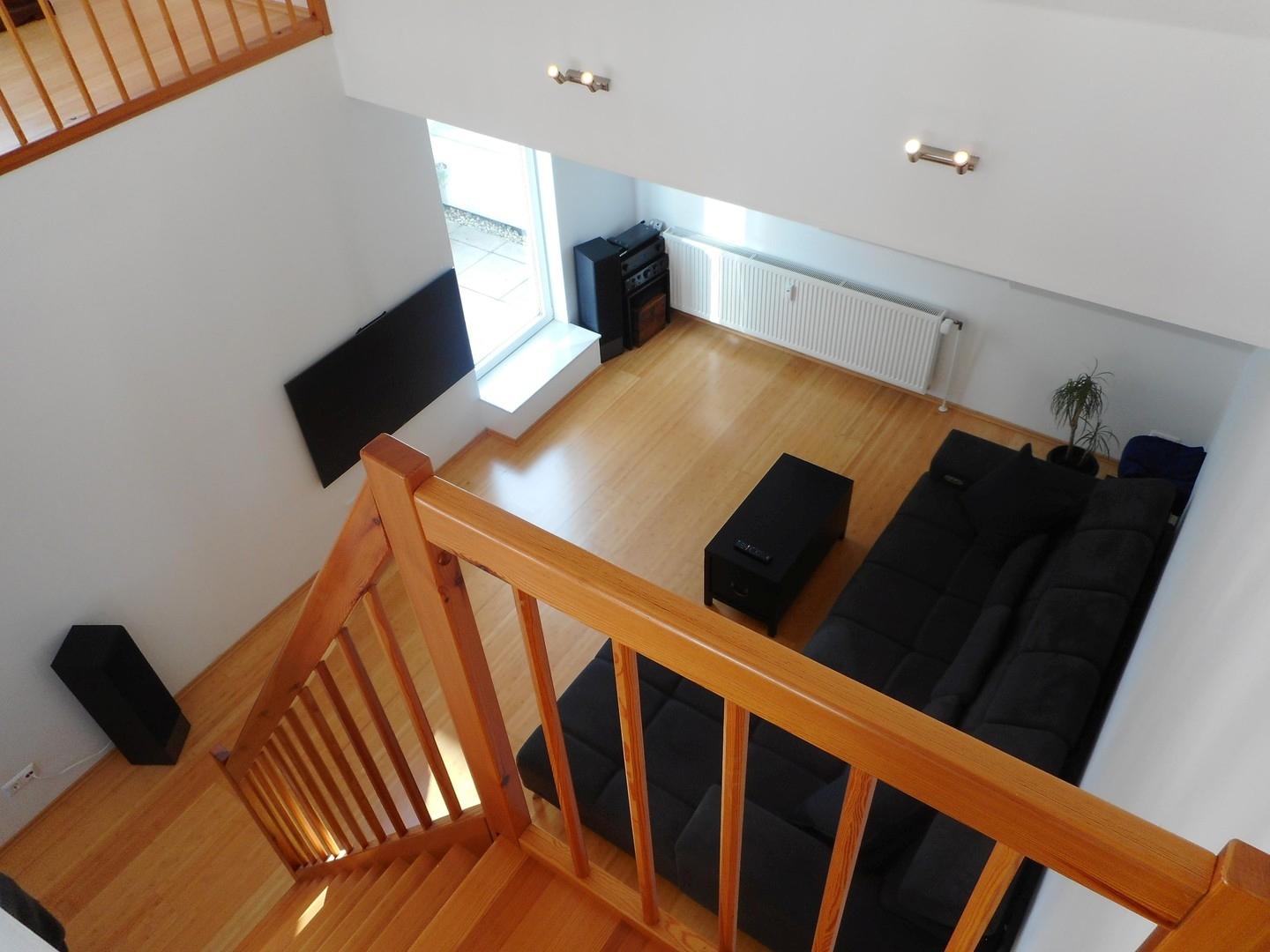 Wohnzimmer von der Galerie aus