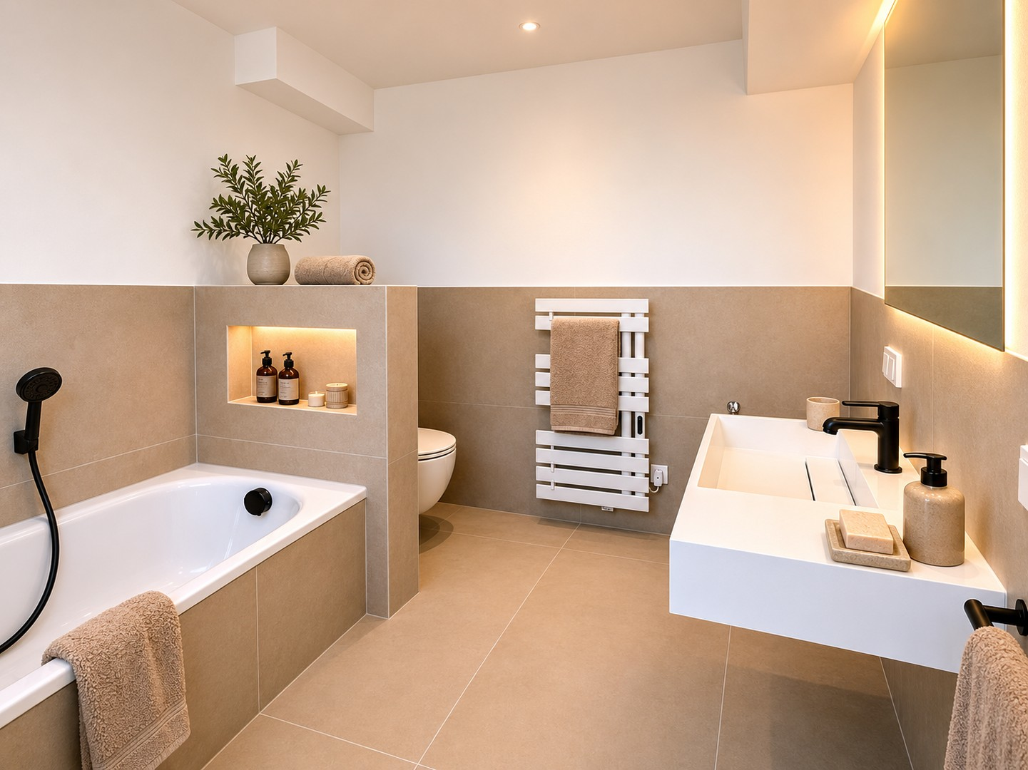 En-Suite Bad (KI-möbliert)