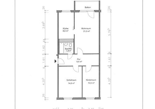 Grundriss mit Maßen