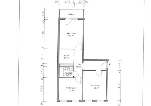 Grundriss mit Maßen