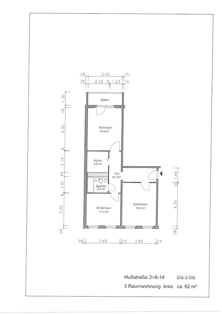 Grundriss mit Maßen