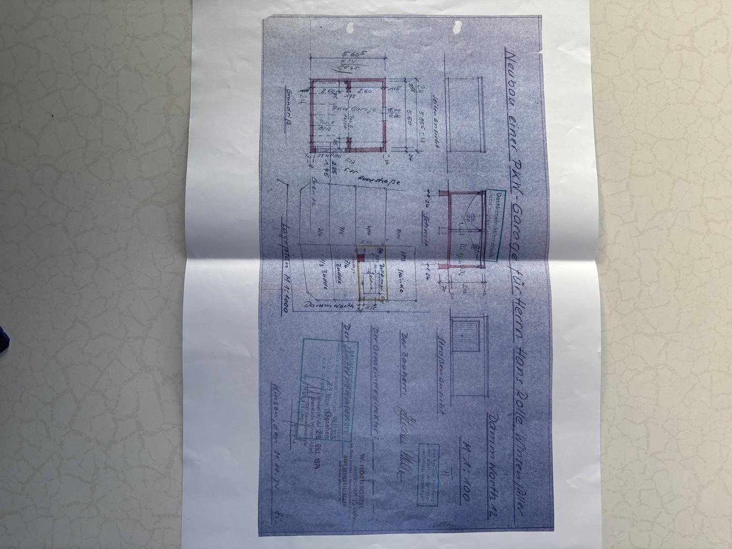 Blau Pause Bauplan