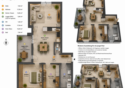 Grundriss und 3D Ansicht