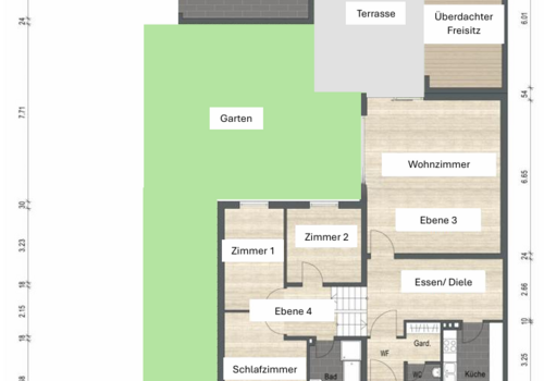 Grundriss Ebene 3 und Ebene 4