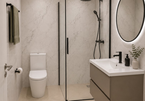 Badezimmer mit Waschtisch