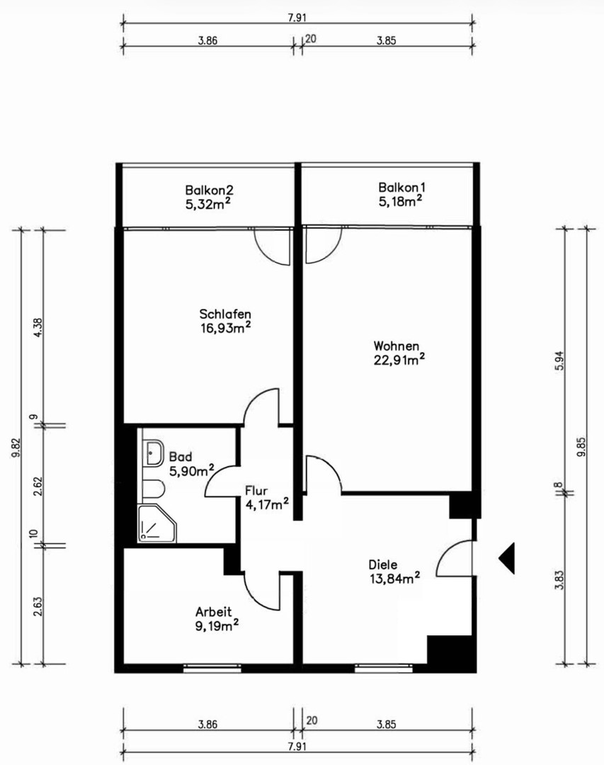 Grundriss der Wohnung