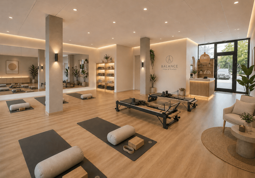 Yoga-/Pilatesstudio (KI visualisiert)