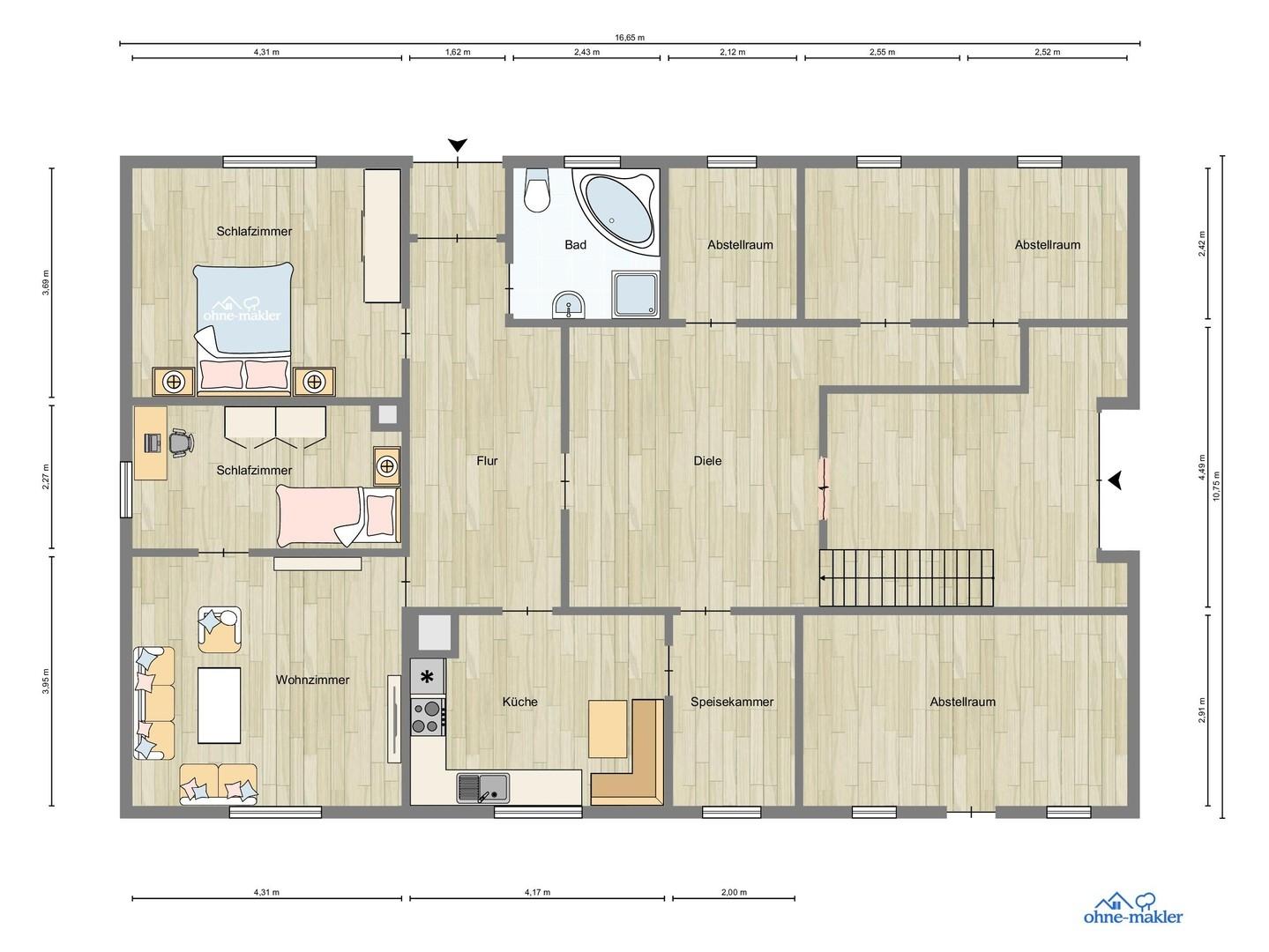 Grundriss EG visualisiert
