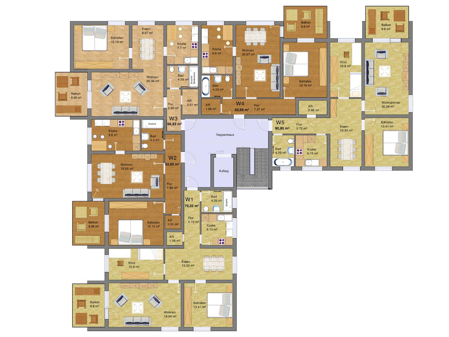 Grundriss einer Etage