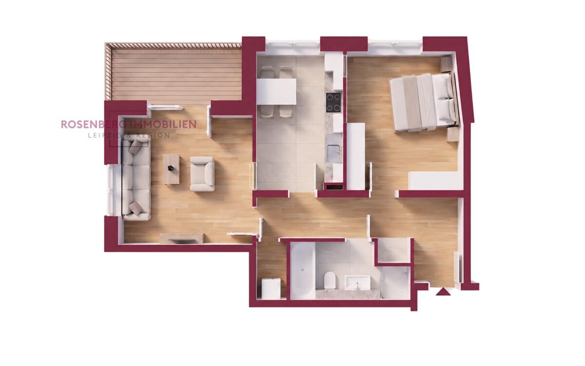 Immobilie in Leipzig/Gohlis zu verkaufen_2-Raum_Grundriss