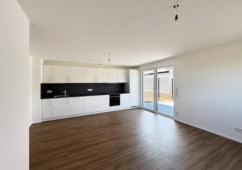 Wohnzimmer mit offener Küche