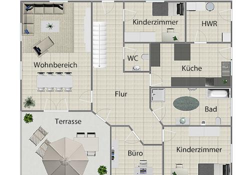 Grundriss Erdgeschoss (nicht maßstabsgetreu)