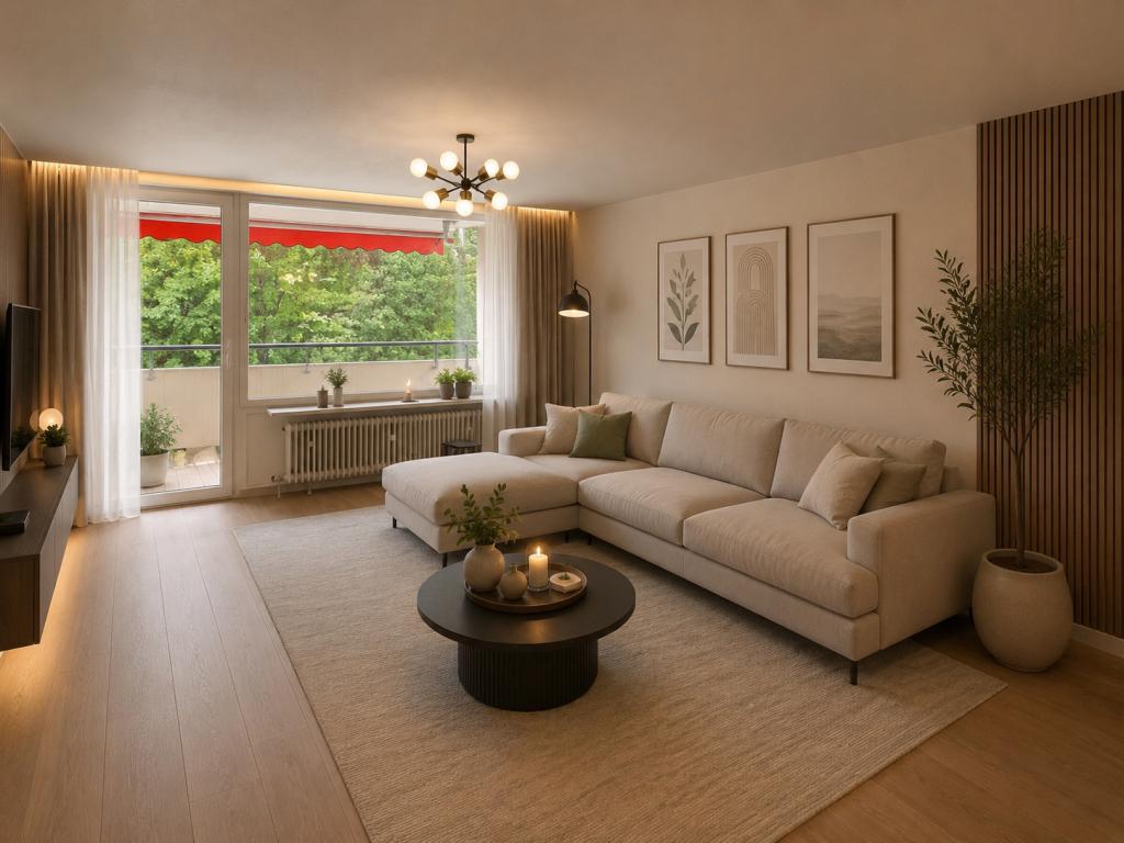 Wohnzimmer KI-Bild