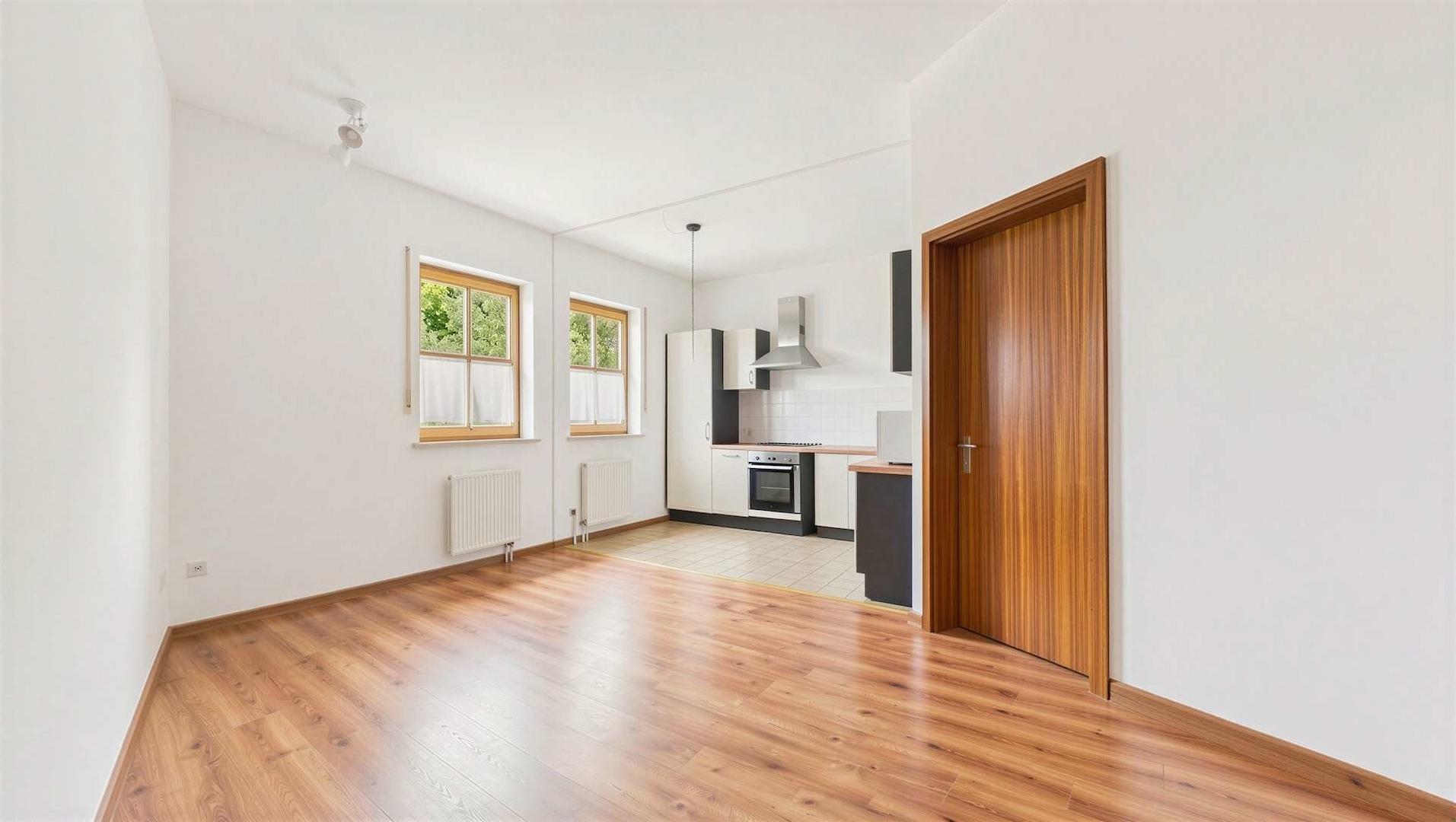 Wohnzimmer mit offener Küche - (KI generiert)