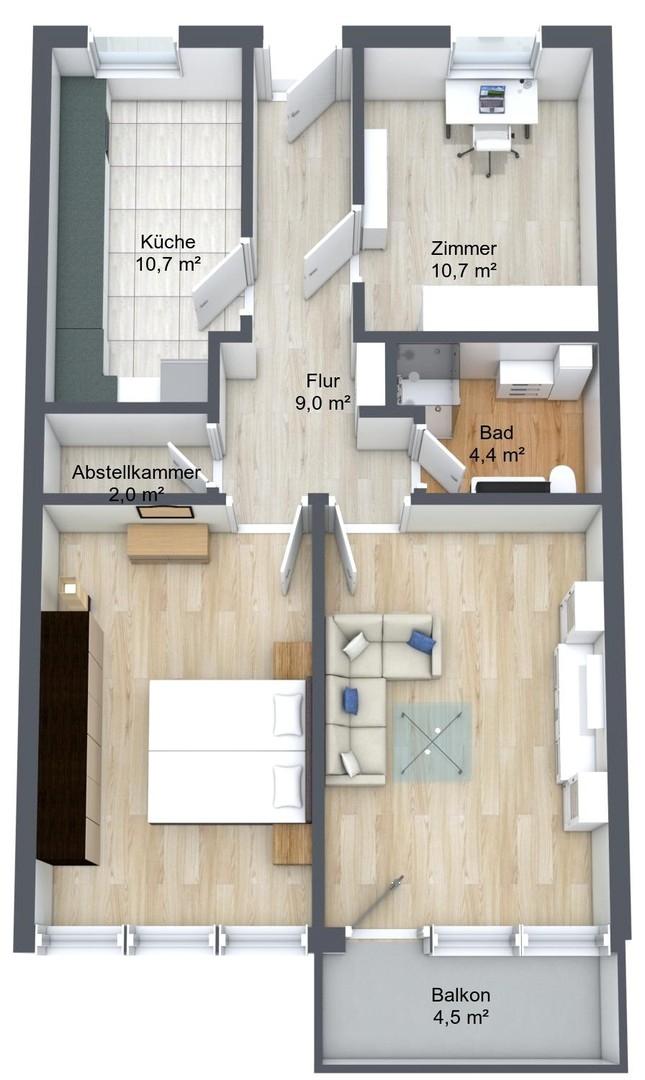 Grundriss 3 Zimmer