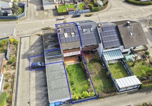 Ansicht Gartenseite Vogelperspektive