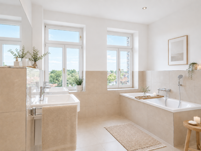 Eigentumswohnung | Wohnraum / Badezimmer Visualisierung