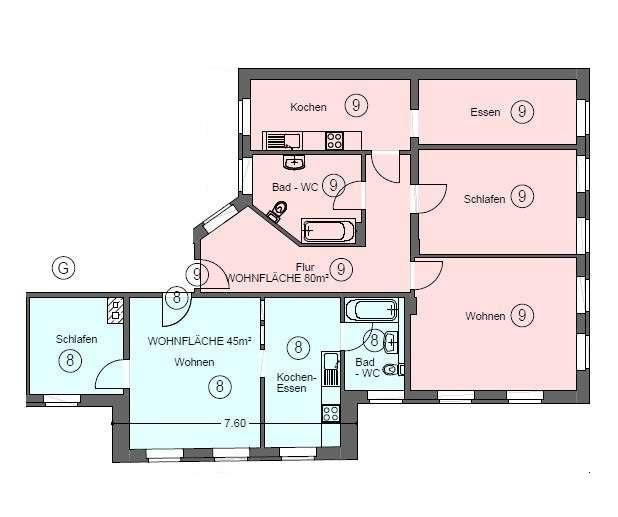 Grundriss WE 8 + 9
