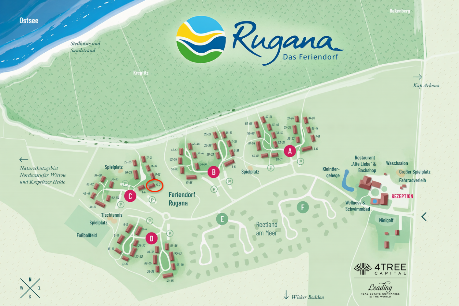 Lageplan Feriendorf Rugana auf Rügen