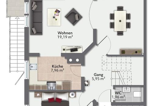 Der Grundriss im Obergeschoss