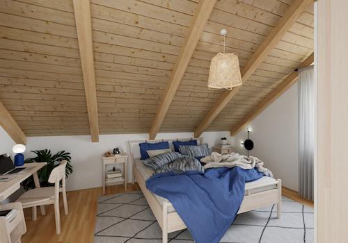 Das gemütliche Schlafzimmer im Dachgeschoss