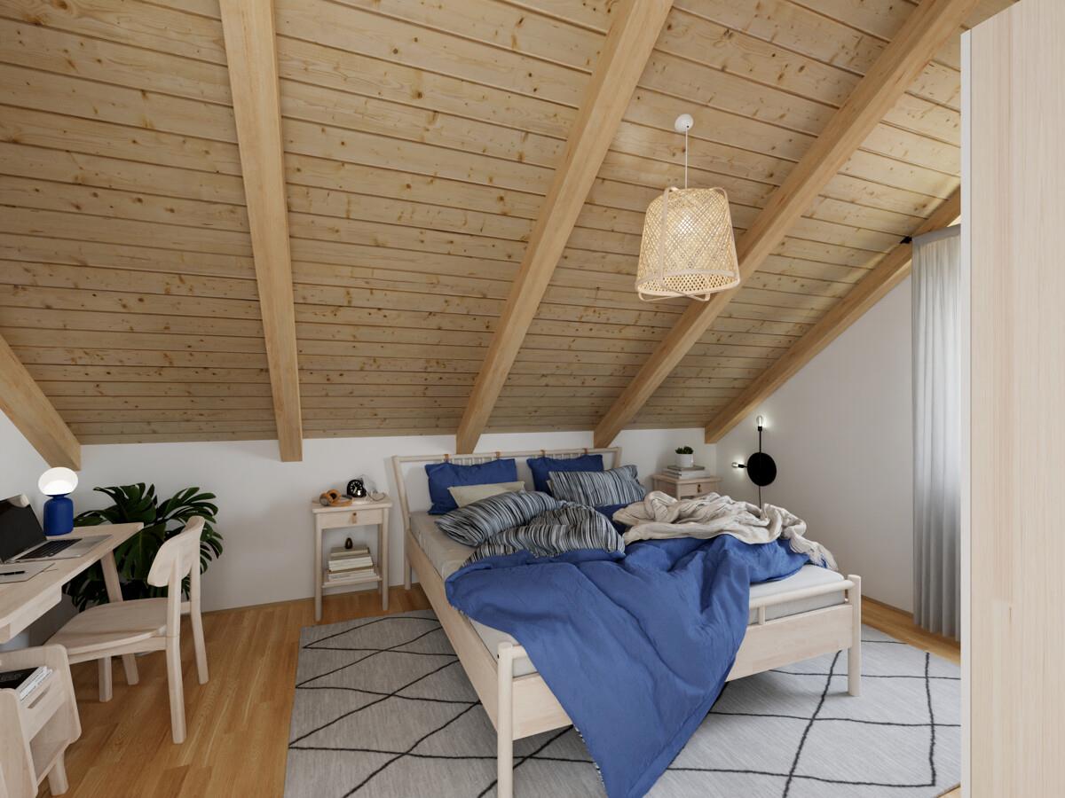 Das gemütliche Schlafzimmer im Dachgeschoss