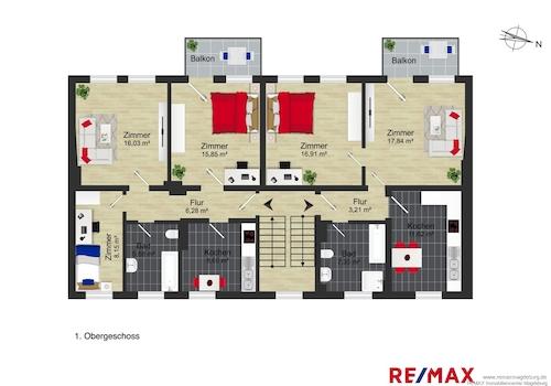 Grundriss Umfassungsstrasse 23 1.OG