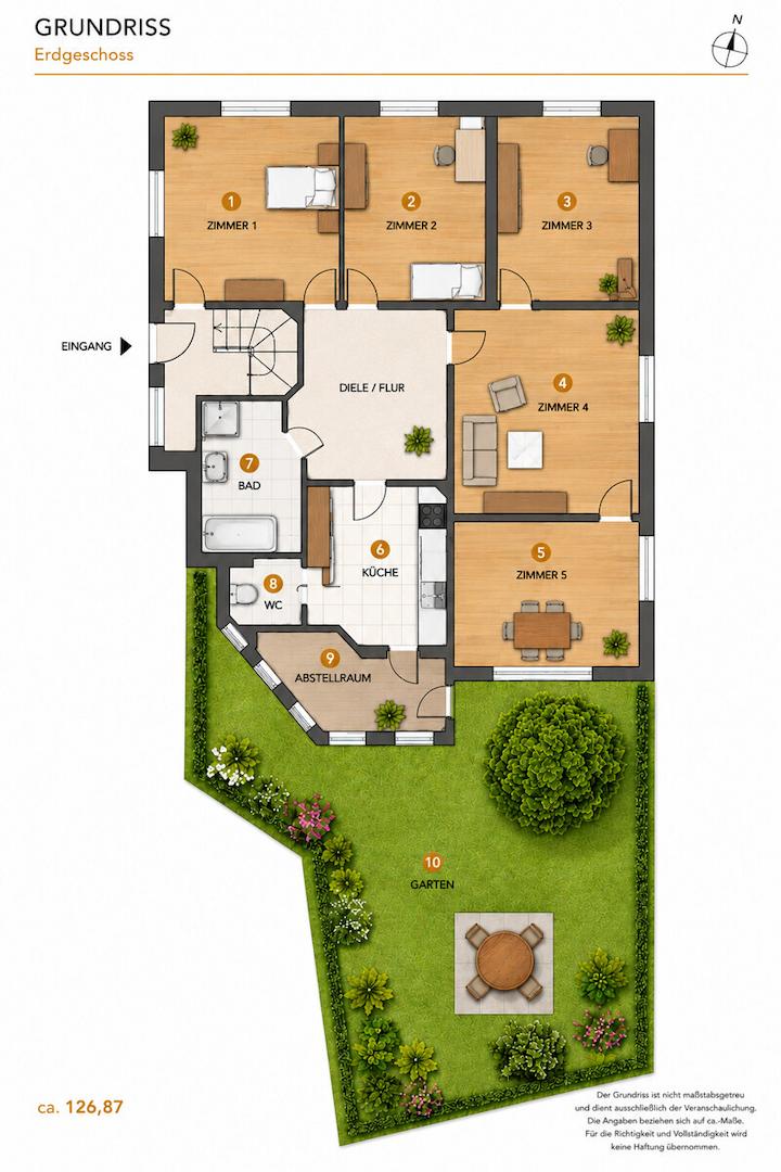 Grundriss mit Garten