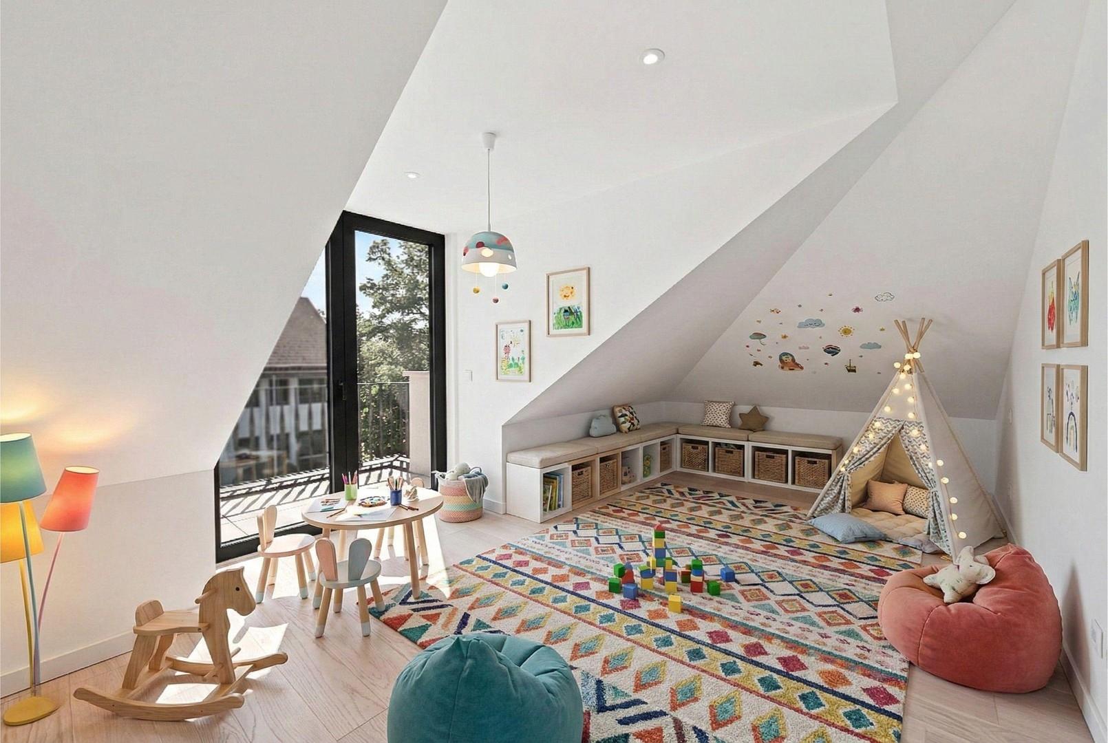 Kinderzimmer mit Balkon im DG