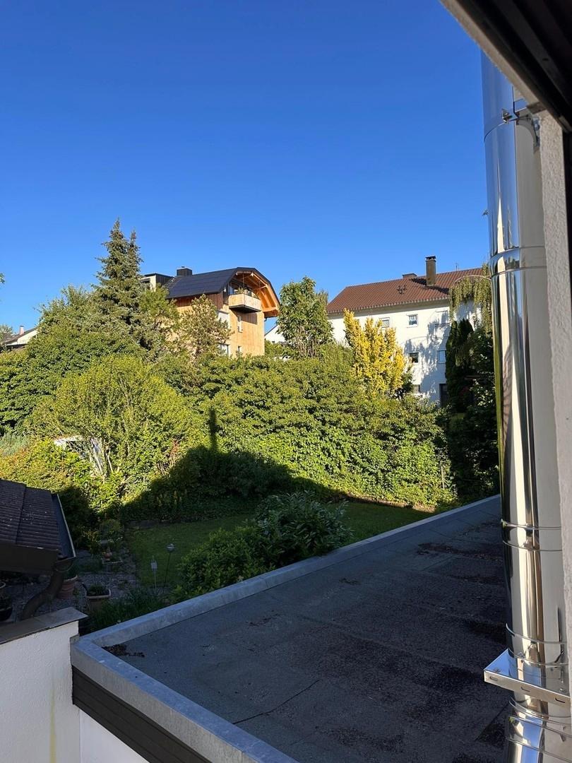 Blick aus dem Fenster ins Grün